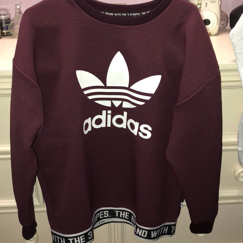 Maroon adidas trifold sweatshirt